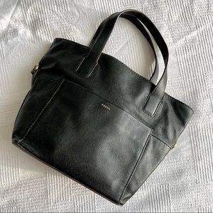 Fossil Black Pebble Leather Bucket Bag Tote